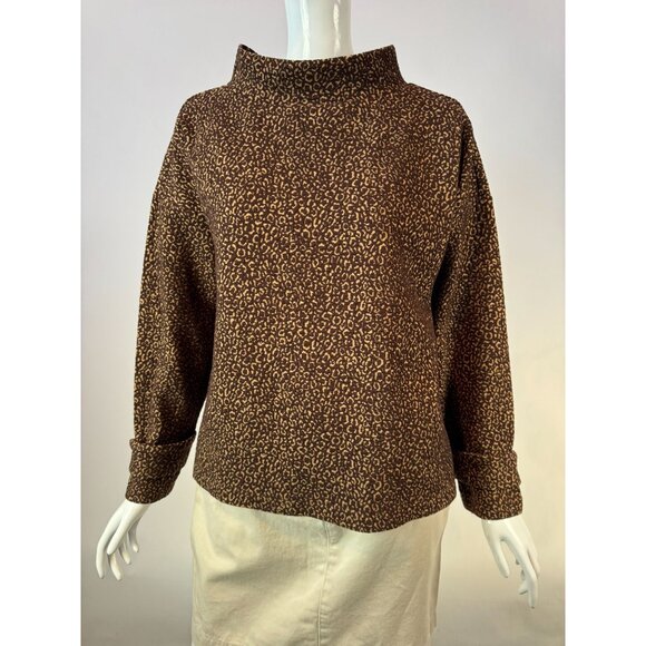 Ann Taylor Womens Leopard Print Sweater Large Polyester & Rayon Blend - Picture 1 of 16